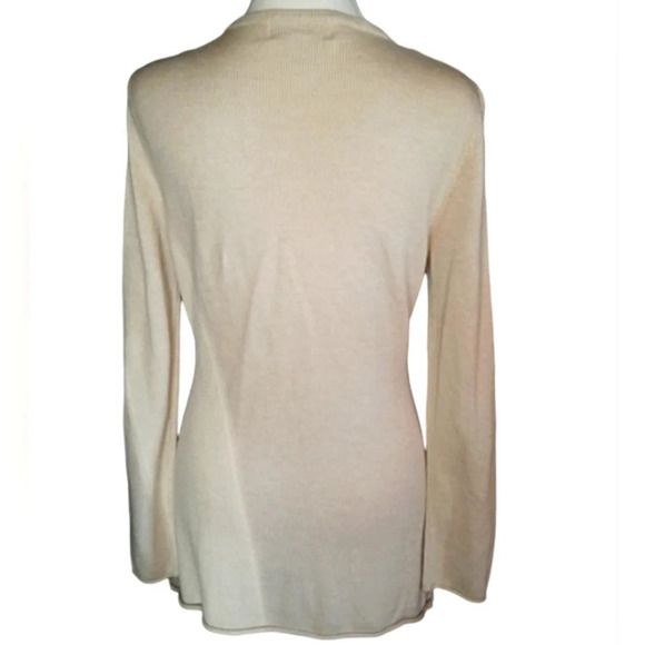 Soft Surroundings Cream Color Knit V Neck Cashmere Rabbit Hair Sweater Medium - Picture 4 of 6